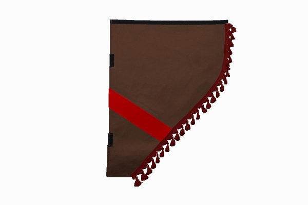 Suede look truck dummy curtains I 2 parts I with tassel pompom I strong darkening grizzly red