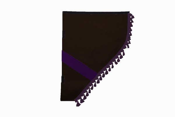 Suede look truck dummy curtains I 2 parts I with tassel pompom I strong darkening dark brown lilac