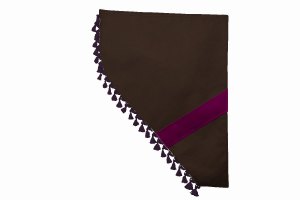 Suede look truck dummy curtains I 2 parts I with tassel pompom I strong darkening dark brown lilac