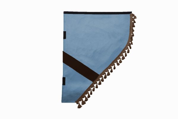Suede look truck dummy curtains I 2 parts I with tassel pompom I strong darkening light blue brown
