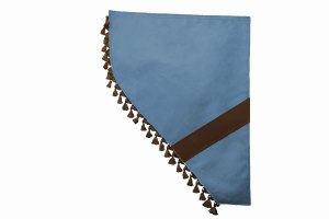Suede look truck dummy curtains I 2 parts I with tassel pompom I strong darkening light blue brown