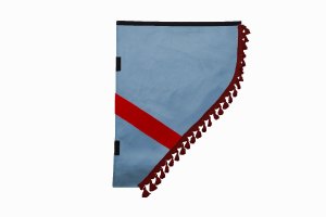 Suede look truck dummy curtains I 2 parts I with tassel pompom I strong darkening light blue red