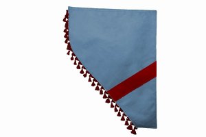 Suede look truck dummy curtains I 2 parts I with tassel pompom I strong darkening light blue red