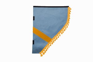 Suede look truck dummy curtains I 2 parts I with tassel pompom I strong darkening light blue yellow