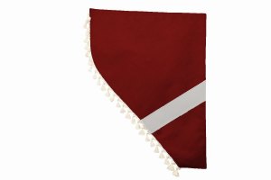 Suede look truck dummy curtains I 2 parts I with tassel pompom I strong darkening red white