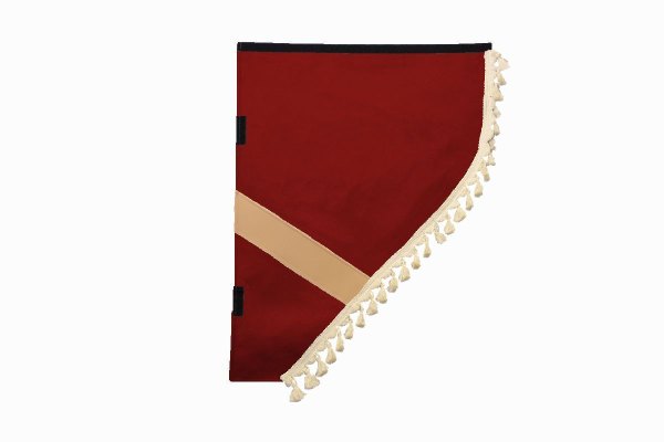 Suede look truck dummy curtains I 2 parts I with tassel pompom I strong darkening red beige