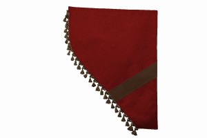 Suede look truck dummy curtains I 2 parts I with tassel pompom I strong darkening red brown