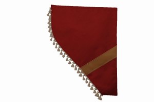 Suede look truck dummy curtains I 2 parts I with tassel pompom I strong darkening red caramel