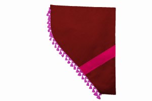 Suede look truck dummy curtains I 2 parts I with tassel pompom I strong darkening red pink