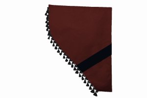 Suede look truck dummy curtains I 2 parts I with tassel pompom I strong darkening bordeaux black