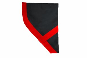 Suede look truck dummy curtains I 2 parts I with imitation leather edge I strong darkening anthracite-black red*