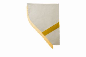 Suede look truck curtain dummy I 2 parts I with fringes I heavily darkening beige yellow