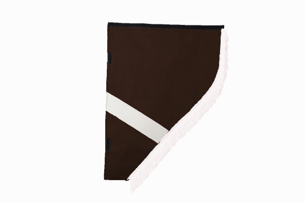 Suede look truck curtain dummy I 2 parts I with fringes I heavily darkening dark brown white