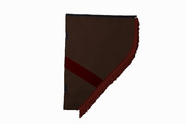 Suede look truck curtain dummy I 2 parts I with fringes I heavily darkening dark brown bordeaux
