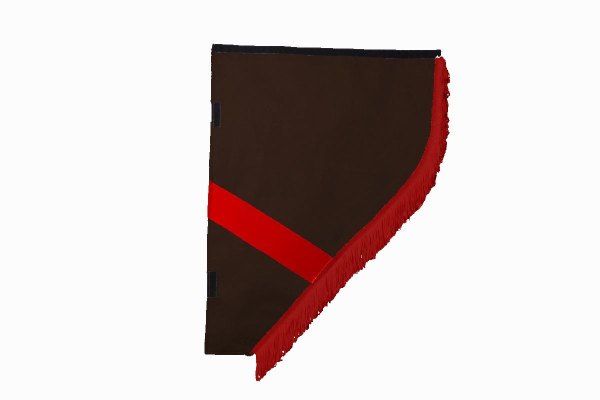 Suede look truck curtain dummy I 2 parts I with fringes I heavily darkening dark brown red
