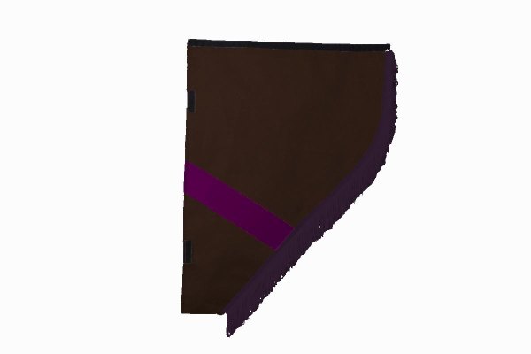 Suede look truck curtain dummy I 2 parts I with fringes I heavily darkening dark brown lilac