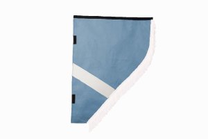 Suede look truck curtain dummy I 2 parts I with fringes I heavily darkening light blue white