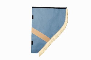 Suede look truck curtain dummy I 2 parts I with fringes I heavily darkening light blue beige