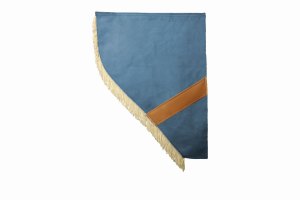 Suede look truck curtain dummy I 2 parts I with fringes I heavily darkening light blue beige