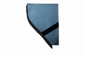 Suede look truck curtain dummy I 2 parts I with fringes I heavily darkening light blue black