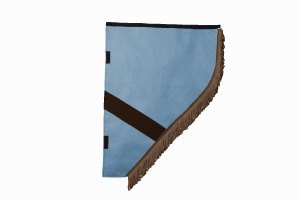 Suede look truck curtain dummy I 2 parts I with fringes I heavily darkening light blue brown