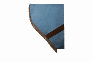 Suede look truck curtain dummy I 2 parts I with fringes I heavily darkening light blue brown