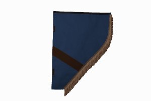 Suede look truck curtain dummy I 2 parts I with fringes I heavily darkening dark blue brown