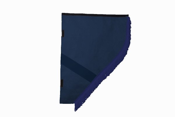 Suede look truck curtain dummy I 2 parts I with fringes I heavily darkening dark blue blue