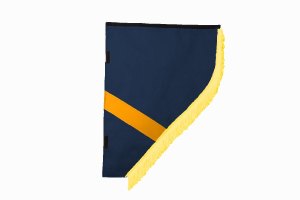 Suede look truck curtain dummy I 2 parts I with fringes I heavily darkening dark blue yellow