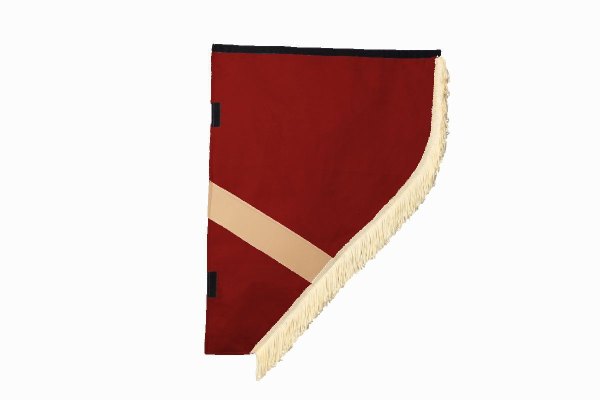 Suede look truck curtain dummy I 2 parts I with fringes I heavily darkening red beige