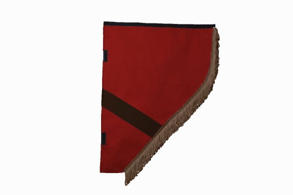 Suede look truck curtain dummy I 2 parts I with fringes I heavily darkening red brown
