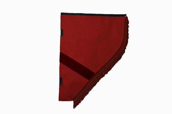 Suede look truck curtain dummy I 2 parts I with fringes I heavily darkening red bordeaux