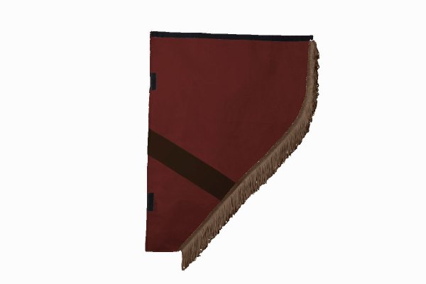 Suede look truck curtain dummy I 2 parts I with fringes I heavily darkening bordeaux brown
