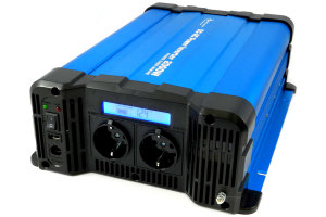 Spanningstransformator FS I ingangsspanning 12V I vermogen 2000W zuivere sinus I kleur BLAUW I met display