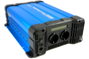 Voltage transformer FS I input voltage 12V I power level 2000W pure sine wave I colour BLUE I with display