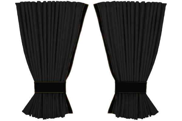 Transporter curtains in suede look with imitation leather edge, four-piece anthracite-black black*