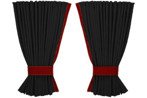 Transporter curtains in suede look with imitation leather edge, four-piece anthracite-black bordeaux