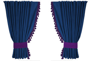 van suede-look pane curtains I 4-piece I with tassel pompons