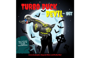 Aufkleber Set f&uuml;r Rubber Duck, Turbo Duck Kult Ente schwarz Set 7 (DEVIL)