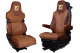Suitable for MAN*: TGX I TGS I TGM I TGL EURO6 (2020-...) - folding backrest passenger seat (1 belt integrated) - faux leatherette oldschool - seat covers I red I black