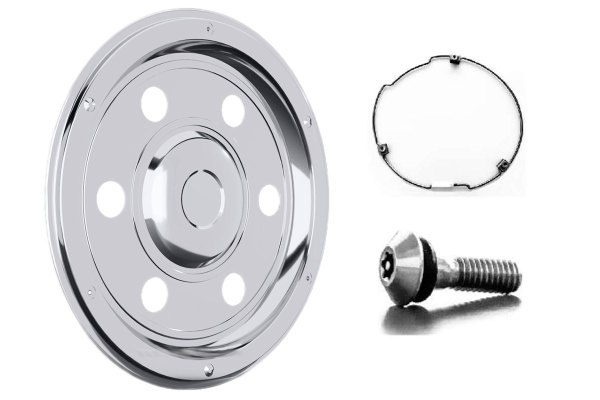 Copricerchio con supporto per anello elastico per asse posteriore - V2A acciaio inox I 17,5`- 19,5`- 22,5` pollici