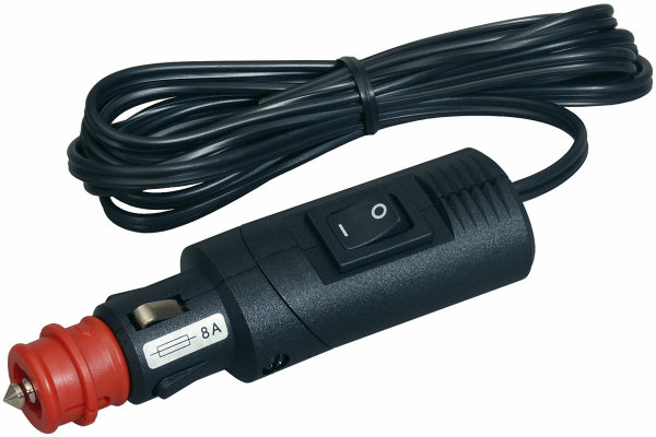 Vinklad universal-säkerhetskontakt 8 A med strömbrytare och 2 m kabel