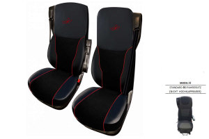 Passend für DAF*: XF I XG I XG+ EURO6 (2021-...) - Extreme Professional-Sitzbezüge Mod. H I NICHT hochklappbar Schwarz mit Logo