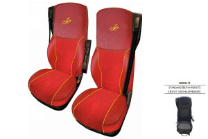 Passend für DAF*: XF I XG I XG+ EURO6 (2021-...) - Extreme Professional-Sitzbezüge Mod. H I NICHT hochklappbar Rot mit Logo