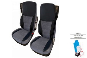 Passend für DAF*: XF I XG I XG+ EURO6 (2021-...) - Extreme Professional-Sitzbezüge Mod. V I klappbar Grau ohne Logo