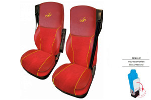 Suitable for DAF*: XF I XG I XG+ EURO6 (2021-...) Extreme Professional Seat Covers Mod. V I foldable red with logo