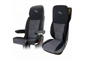Passend für DAF*: XF I XG I XG+ EURO6 (2021-...) - Extreme Professional-Sitzbezüge Mod. Z I klappbar I mit Tisch Grau mit Logo