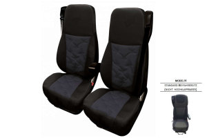 Geschikt voor DAF*: XF I XG I XG+ EURO6 (2021-...) Old Style Professional stoelhoezen Mod. H I NIET opklapbaar Zwart zonder logo