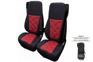 Passend für DAF*: XF I XG I XG+ EURO6 (2021-...) Old Style Professional-Sitzbezüge Mod. H I NICHT hochklappbar Rot mit Logo