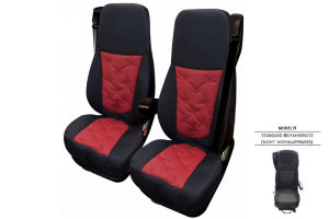 Fits for DAF*: XF I XG I XG+ EURO6 (2021-...) Old Style Professional Seat Covers Mod. H I NOT fold up red without logo